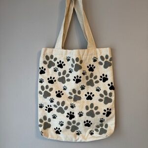 Black and Grey Paw Prints on Beige Tote Bag 17” x 14” – Used once!